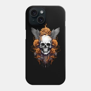 Skull and gold roses Phone Case