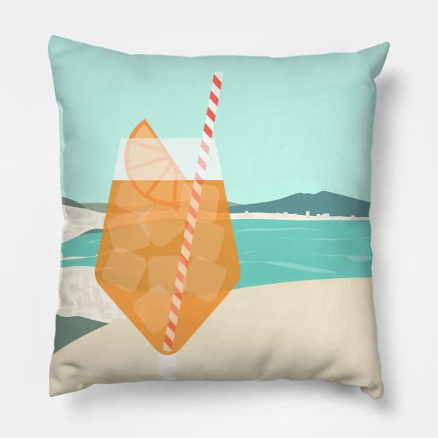 Spritz over Mount Vesuvius, Naples, Italy Pillow by lymancreativeco