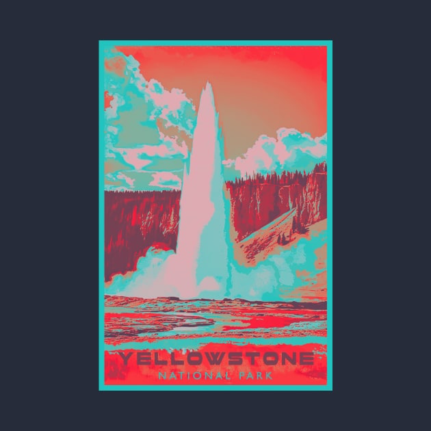 Doutone Yellowstone National Park Travel Poster by GreenMary Design