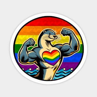 Gay Pride Muscled Otter Magnet