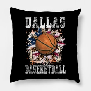 American Flag Personalized Dallas Proud Name Basketball Pillow