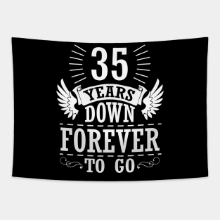 35 Years Down Forever To Go Happy Wedding Marry Anniversary Memory Since 1985 Tapestry