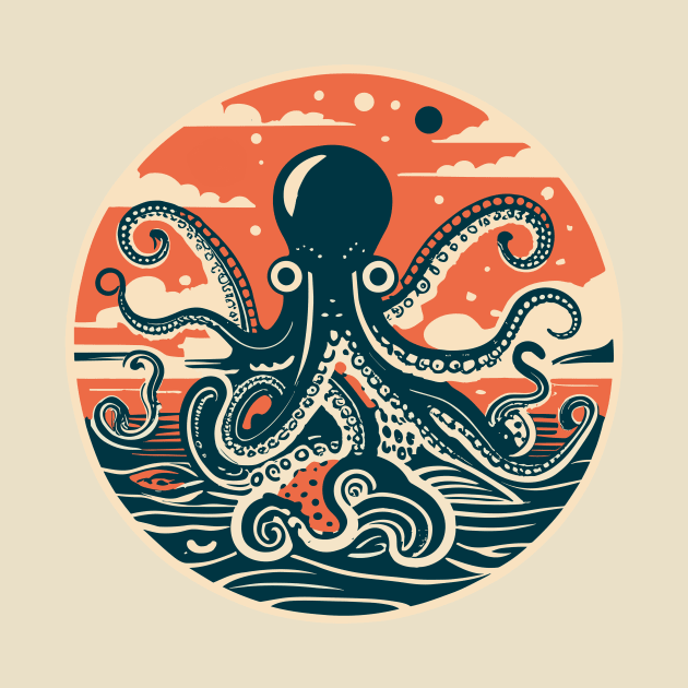 Octopus Vintage Asian Style by Kingrocker Clothing