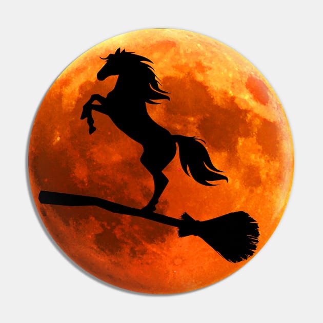 Horse Silhouette Moon Halloween Pin by T-shirt verkaufen