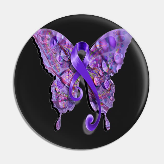 Purple Ribbons Graphic Art Support Lupus Awareness Pin by tamdevo1