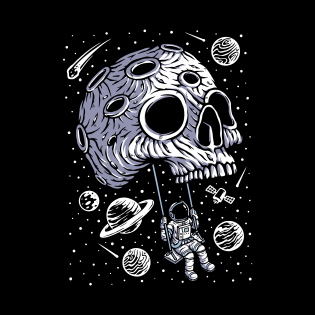 Astronaut Swinging on a Skull Planet in Outer Space by SLAG_Creative