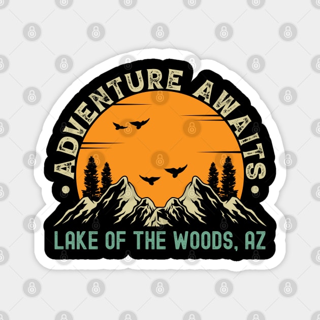 Lake of the Woods, Arizona - Adventure Awaits - Lake of the Woods, AZ Vintage Sunset Magnet by Feel Good Clothing Co.