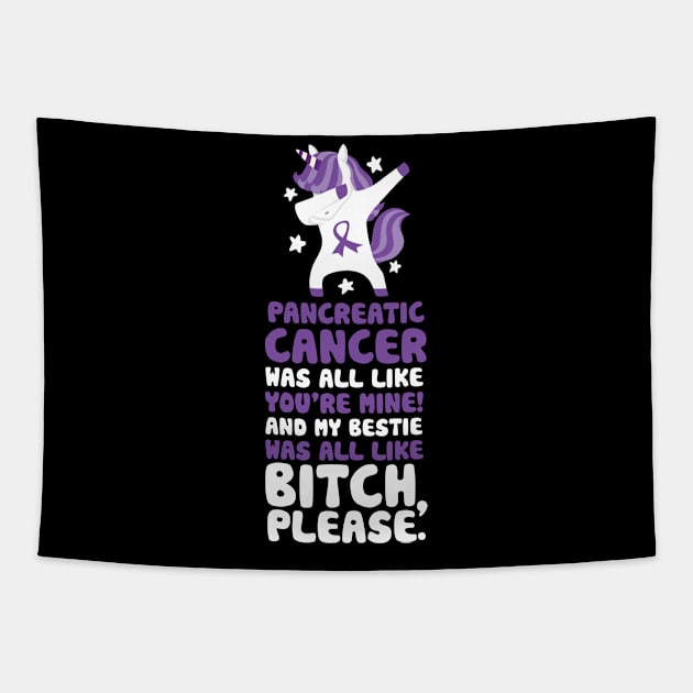 Pancreatic Cancer My Bestie Best Friend Support Unicorn Tapestry by jomadado