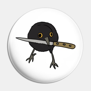 Cute crow with knife Pin