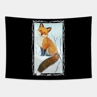 Red fox in the snow Tapestry