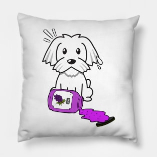 Funny white dog spilled grape jam Pillow