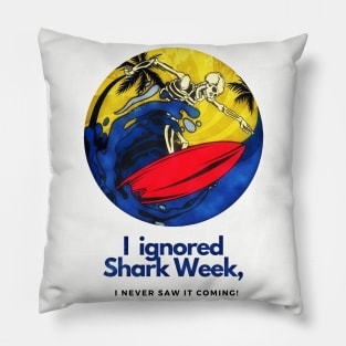 Shark Week (surfing skeleton) Pillow