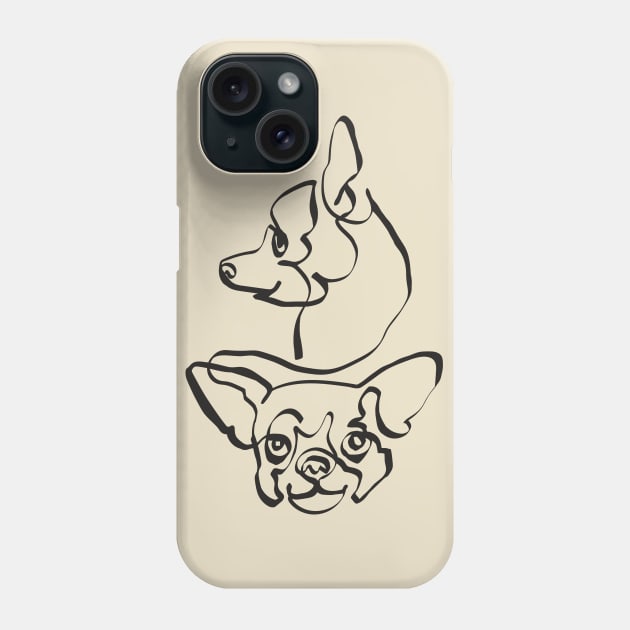 Abstract Line Chihuahua Phone Case by huebucket