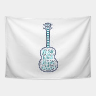 Romantic lettering - the inscription inside the ukulele Tapestry