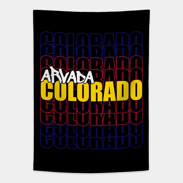 Arvada Colorado Typography State Flag Tapestry by That5280Lady