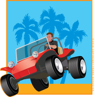 Dune Buggy Jumping in Box Magnet