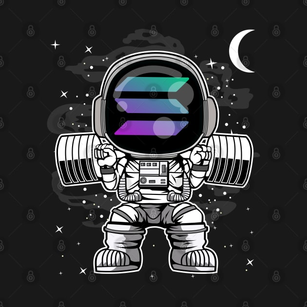 Astronaut Lifting Solana SOL Coin To The Moon Crypto Token Cryptocurrency Blockchain Wallet Birthday Gift For Men Women Kids by Thingking About