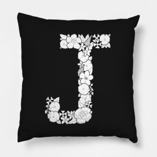 Floral Letter J Pillow