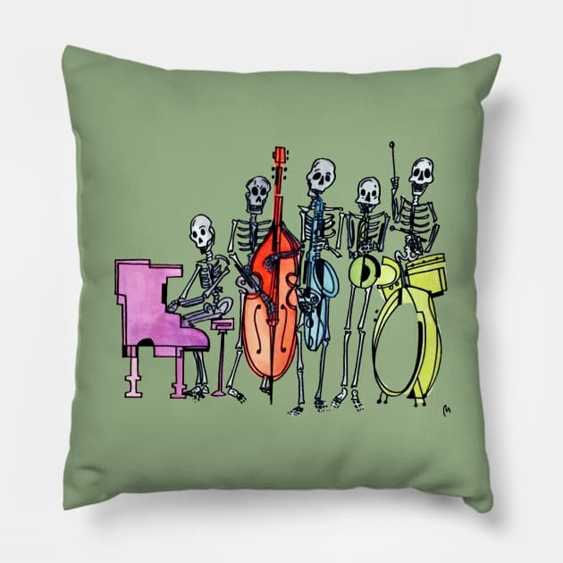 The Skeleton Band Pillow by WorldofPollux