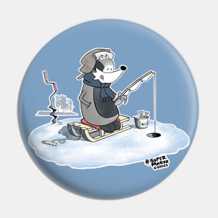 Ice Fishing Badger Pin