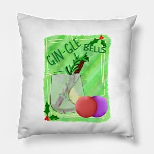 Gin-gle bells fun pun Christmas design Pillow