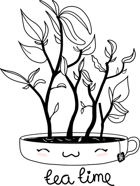 Tea Time Plant Kids T-Shirt by moonlitdoodl