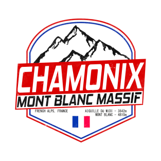 Retro Ski Chamonix Mont Blanc France Skiing and Mountain Biking Paradise T-Shirt