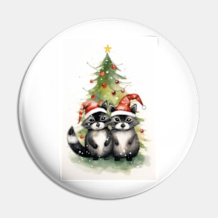 Christmas raccoons Pin