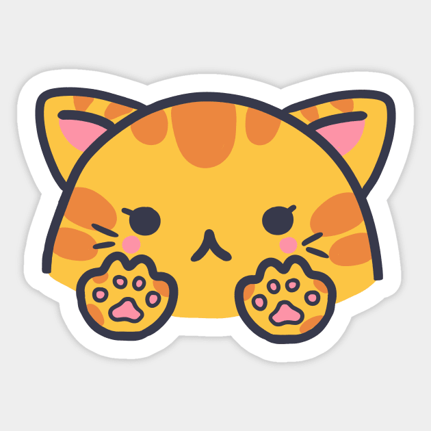 Cute Kawaii Kitty Cat Icon - White Orange Vinyl Decal Sticker