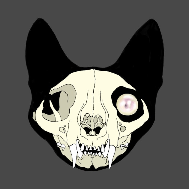 Cat Skull With Pearl by Tinker and Bone Studio