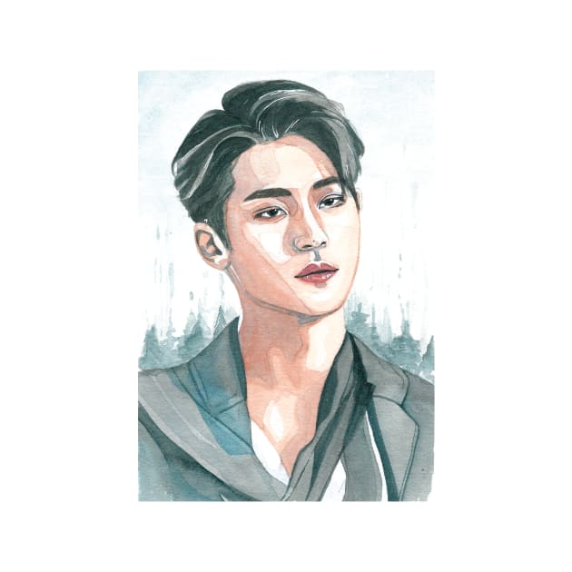 Kim Mingyu SEVENTEEN Watercolour Painting by NiamhYoungArt