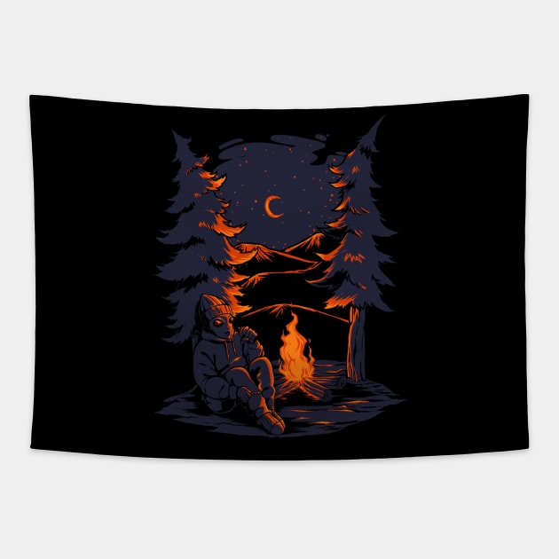 Alien camping Tapestry by Alien Version