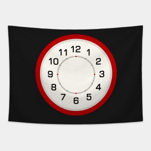 Modern clock in white, red and black Tapestry