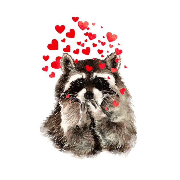 Cute Raccoon Blowing Kisses Animal Humor by Country Mouse Studio