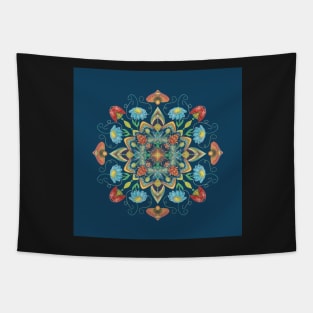 Ladybug and Mushroom Mandala Tapestry