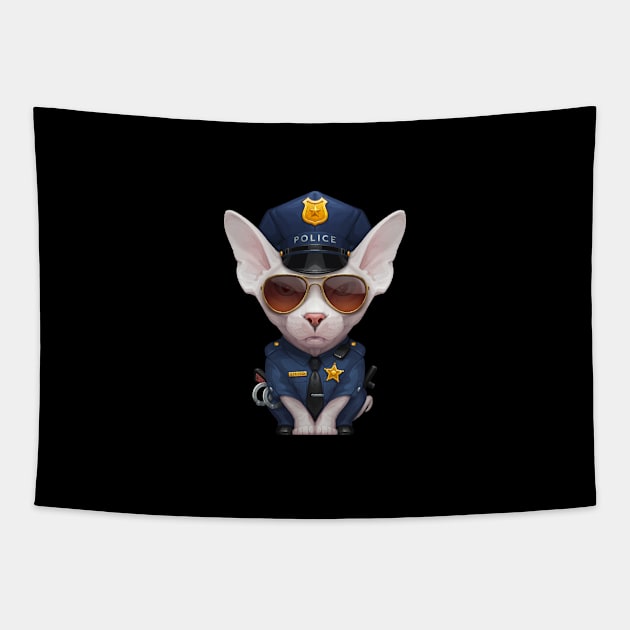 White Sphynx Cat Police Officer Tapestry by stonemask