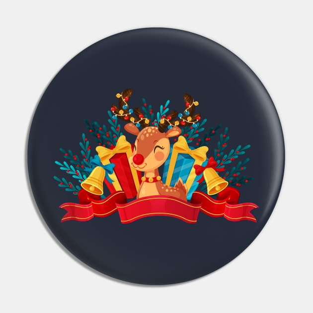 Christmas Deer Pin by Mako Design 