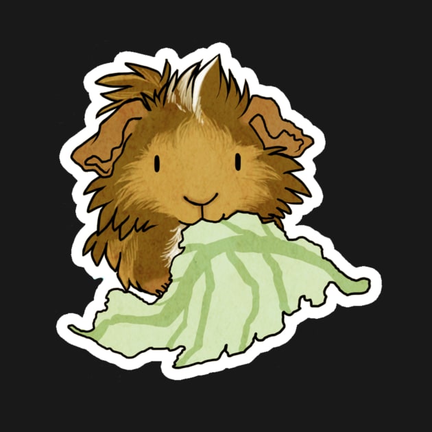 Abyssinian Guinea Pig With Lettuce by SalemKittie