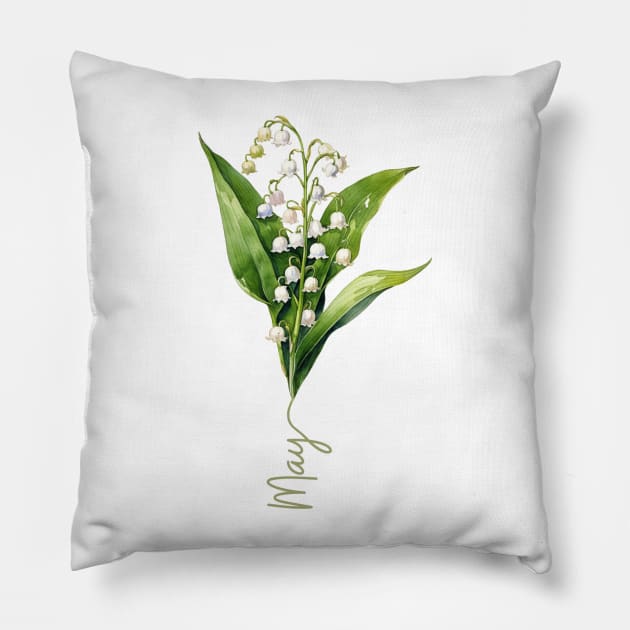 Lily of the Valley - Birth Month Flower for May Pillow by Mistywisp