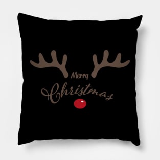 merry christmas rudolf red nose reindeer Pillow