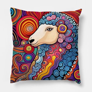 Shawn the Colorful and Psychedelic Sheep Pillow