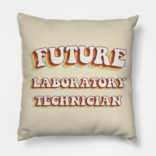 Future Laboratory Technician - Groovy Retro 70s Style Pillow by LuneFolk