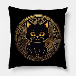 black crypto cat Pillow
