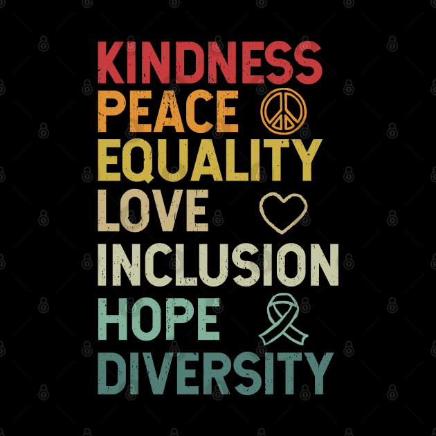 Kindness Peace Equality Love Inclusion Hope Diversity Human Rights by Zen Cosmos Official