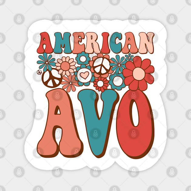 Retro Groovy American Avo Matching Family 4th of July Magnet by BramCrye