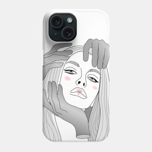 Abstract girl witn hands Phone Case