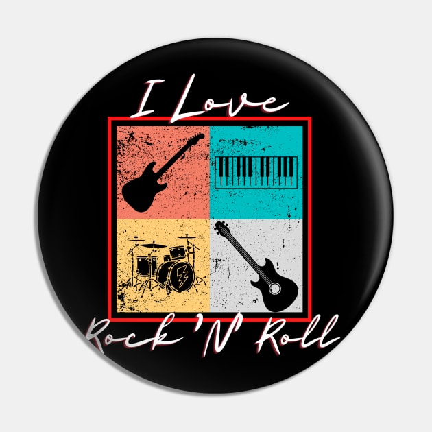 I Love Rock 'N' Roll Pin by Kenny The Bartender's Tee Emporium