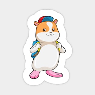 Hamster as Student with Backpack & Cap Magnet