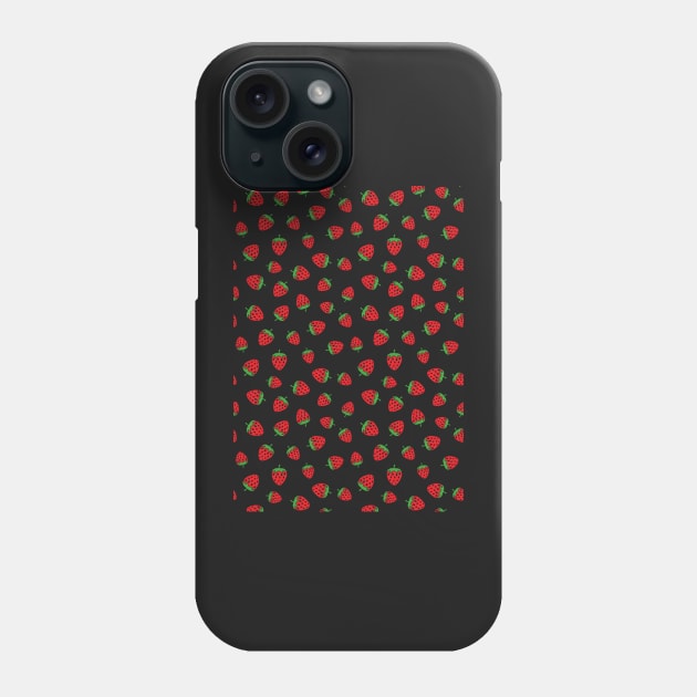 Strawberry Print Pattern Illustration by Hey Visuals Phone Case by heyvisuals