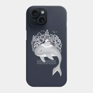 Whale carries a town on his back Phone Case